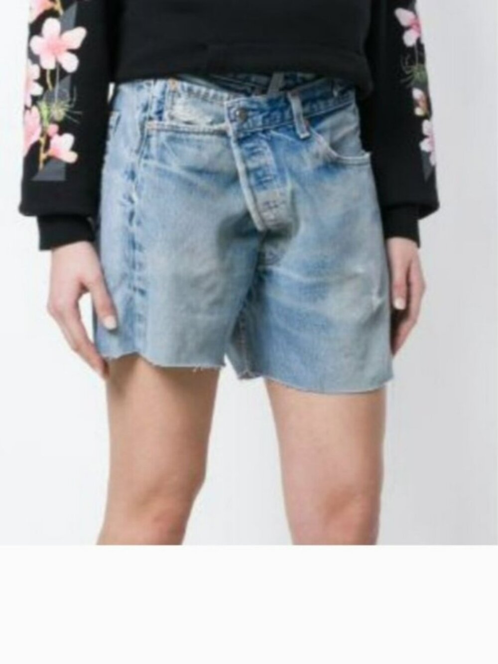 NWT R13 First Edition Crossover Refurbished Asymmetric Washed-Denim Short NWT XS